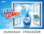 Glass Cleaner Ad Banner In 3d...