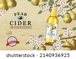 pear cider promo ad. 3d... | Shutterstock .eps vector #2140936925