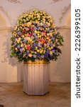 Small photo of Tzar Bouquet in Temple of friendship during Imperial bouquet festival in Pavlovsk park, Pavlovsk, Saint Petersburg, Russia