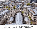 Towers of St. Paul's cathedral seen from dome, London, UK