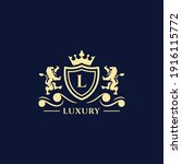 l letter gold luxury vintage... | Shutterstock .eps vector #1916115772