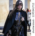 Small photo of PARIS, France- September 26 2018: Veronique Tristram on the street during the Paris Fashion Week.