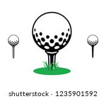 Golfball On A Tee Graphic  Icon ...