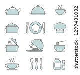 kitchen icons set  colored... | Shutterstock .eps vector #1299431032