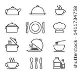 kitchen icons set  black and... | Shutterstock .eps vector #1411734758
