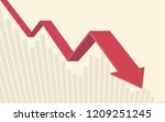 red color 3d downtrend line... | Shutterstock .eps vector #1209251245