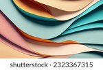 Small photo of Unorganized sheets of muted color paper stacked on top of each other forming a kind of wave