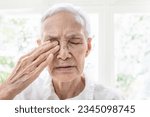 Small photo of Old elderly suffer from age-related macular degeneration,optic nerve damage,Glaucoma symptoms,painful around the eye area,problem of pressure within the eyeball,vision disturbances or loss of sight