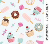birthday seamless pattern with... | Shutterstock .eps vector #1043485075
