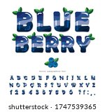 blueberry summer font. cartoon... | Shutterstock .eps vector #1747539365