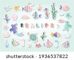 sealife cartoons set. cute fish ... | Shutterstock .eps vector #1936537822