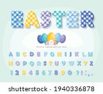 easter plaid font. colorful... | Shutterstock .eps vector #1940336878