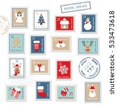 Christmas Postal Stamps Set...