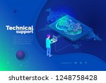technical support. a man... | Shutterstock .eps vector #1248758428