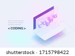 coding. realistic laptop with... | Shutterstock .eps vector #1715798422