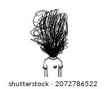 man with messy head line hand... | Shutterstock .eps vector #2072786522