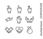 hand icons set. stroke outline... | Shutterstock .eps vector #1339429328