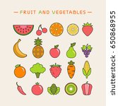 fruits and vegetables icons set. | Shutterstock .eps vector #650868955