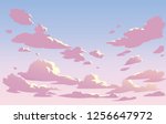 vector pink sky clouds. anime... | Shutterstock .eps vector #1256647972