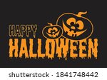 happy halloween text with cute... | Shutterstock .eps vector #1841748442