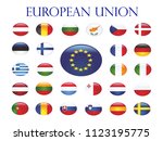 3d oval flags set of european... | Shutterstock .eps vector #1123195775