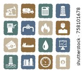 oil icons. grunge color flat... | Shutterstock .eps vector #758101678