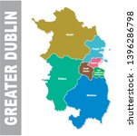 Colorful Greater Dublin Area administrative and political map