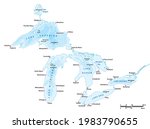vector map of the Great Lakes, USA, Canada