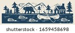   river or lake  fish  canoe ... | Shutterstock .eps vector #1659458698