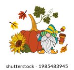   pumpkin  sunflower  autumn... | Shutterstock .eps vector #1985483945