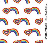  hand drawn bright rainbow and... | Shutterstock .eps vector #2105685812