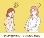 business woman thinking with... | Shutterstock .eps vector #1892085502