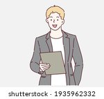 handsome business man checklist ... | Shutterstock .eps vector #1935962332