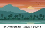 silhouette scenery of country... | Shutterstock .eps vector #2031414245