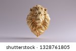 Gold Adult Male Lion Bust...