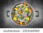 Mussels With Herbs In Pot With...