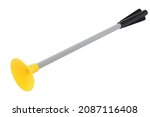 Toy bow arrow with yellow suction cup, on a white background, isolated image
