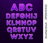 neon light alphabet font.... | Shutterstock .eps vector #390045442
