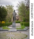 Small photo of YEREVAN, ARMENIA - APRIL 20, 2019 View of the Student's Park, the statue of prominent Armenian astrophysicist Victor Hambardzumyan and with University observatory in the background.