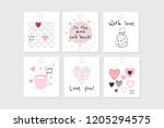 set of 6 vector valentine's... | Shutterstock .eps vector #1205294575