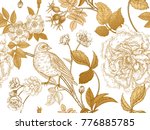 garden flowers roses  peonies... | Shutterstock .eps vector #776885785