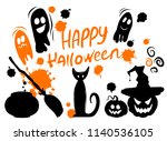 halloween set   pumpkin in a... | Shutterstock .eps vector #1140536105