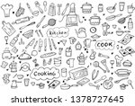 set of doodle kitchen tools on... | Shutterstock .eps vector #1378727645
