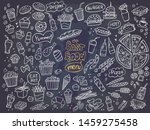 set of fast food doodles on... | Shutterstock .eps vector #1459275458