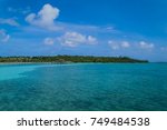 View of the beautiful Caribbean Sea and blue sky from Long Dock, Cherokee Sound, Marsh Harbour, The Bahamas