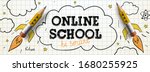 online school. digital internet ... | Shutterstock .eps vector #1680255925