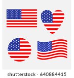 american flag icon set. waving  ... | Shutterstock .eps vector #640884415