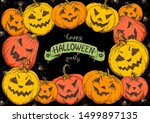 halloween design template. hand ... | Shutterstock .eps vector #1499897135