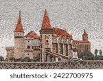 Small photo of Hunedoara, Romania - February 4 2024 : Hunedoara Castle, also known a Corvin Castle or Hunyadi Castle, is a Gothic-Renaissance castle in Hunedoara, Romania. One of the largest castles in Europe.