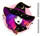 cute young witch with beautiful ... | Shutterstock .eps vector #1903942162